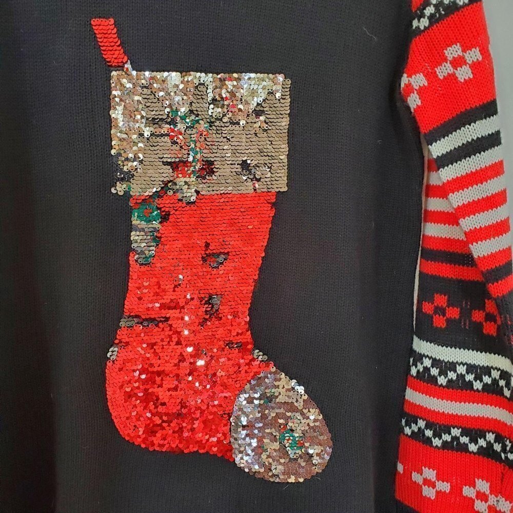 Ugly Christmas Sweater Med Unisex Sequin Stocking